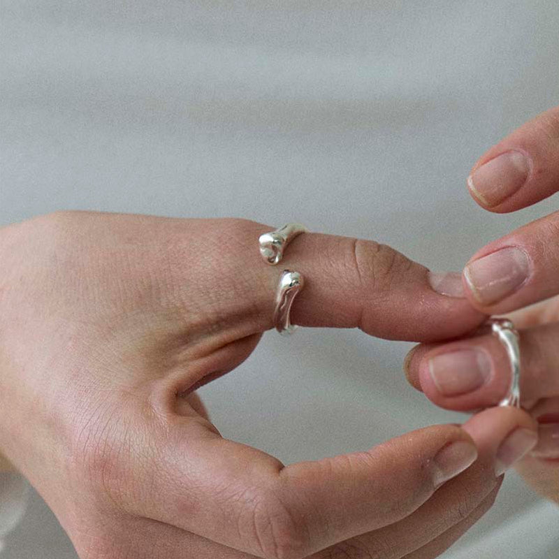 bone silver open ring