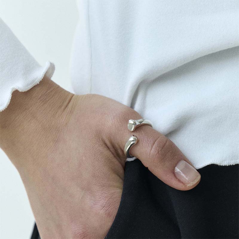 bone silver open ring