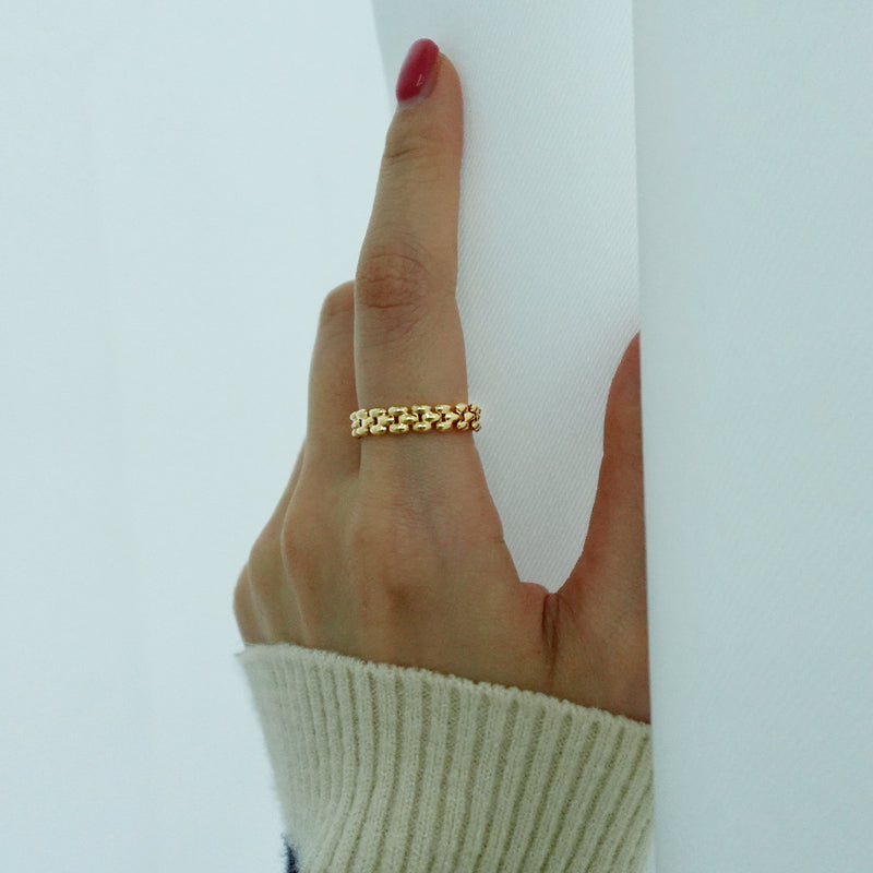 K14 K18 Italy hollow chain ring