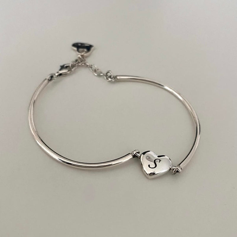 Heart initial bangle