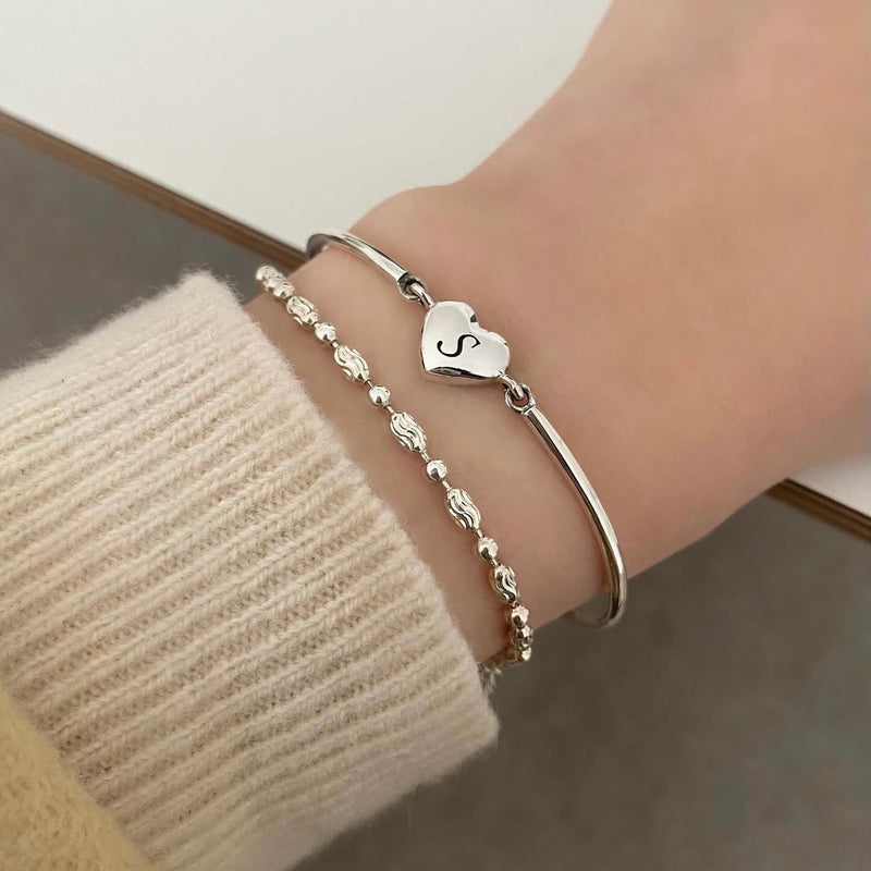 Heart initial bangle