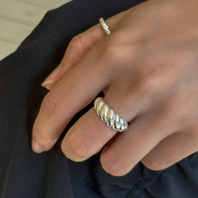 Silver Croissant Open Ring