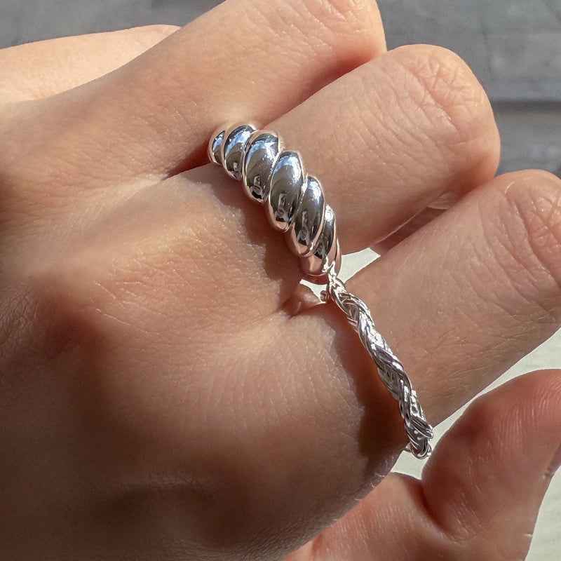 Silver Croissant Open Ring