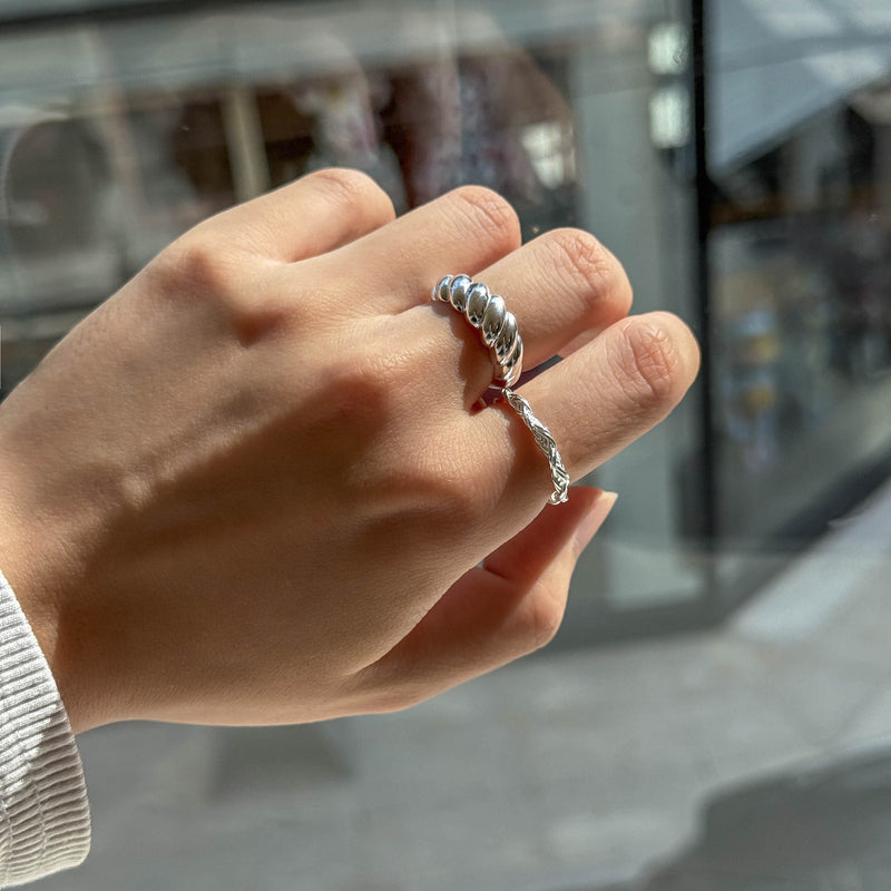 Silver Croissant Open Ring