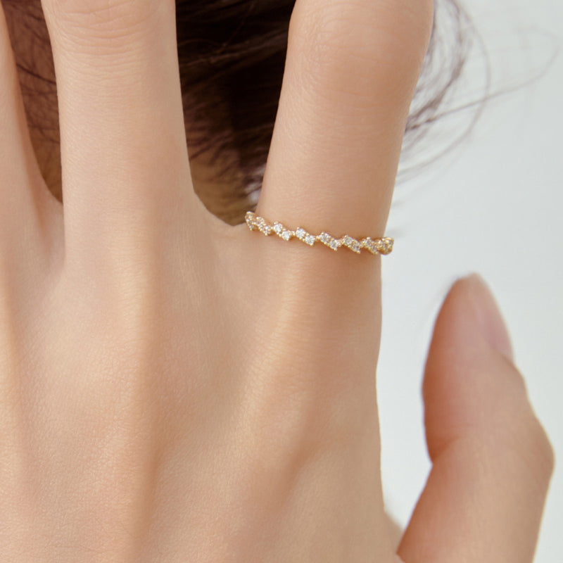 K14 Slant Stone Ring