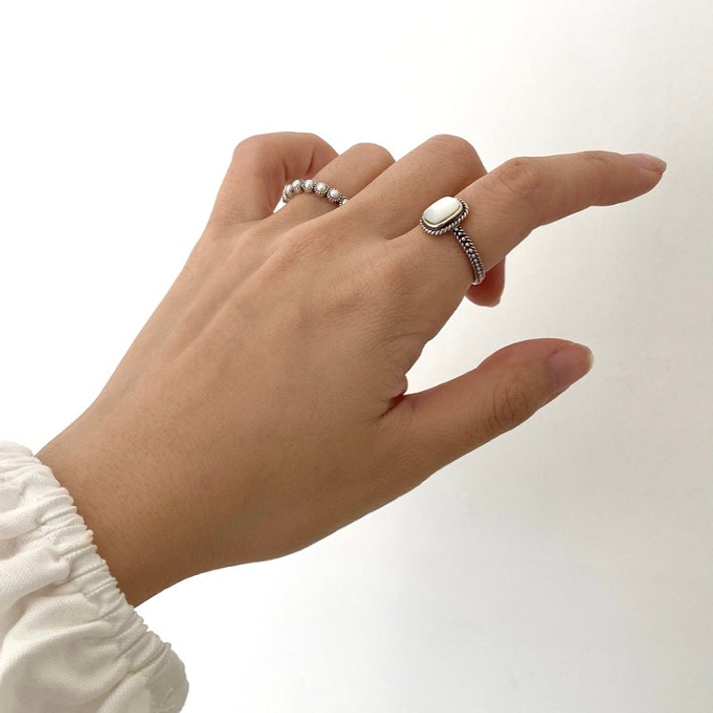 square mother-of-pearl ring