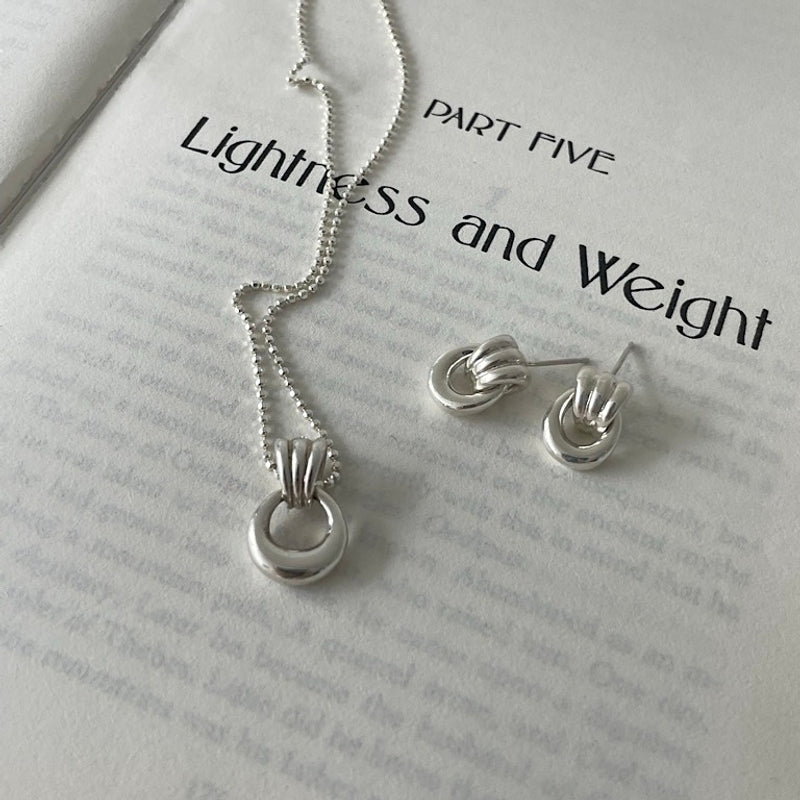 Retro hoop necklace silver necklace (Sterling Silver)
