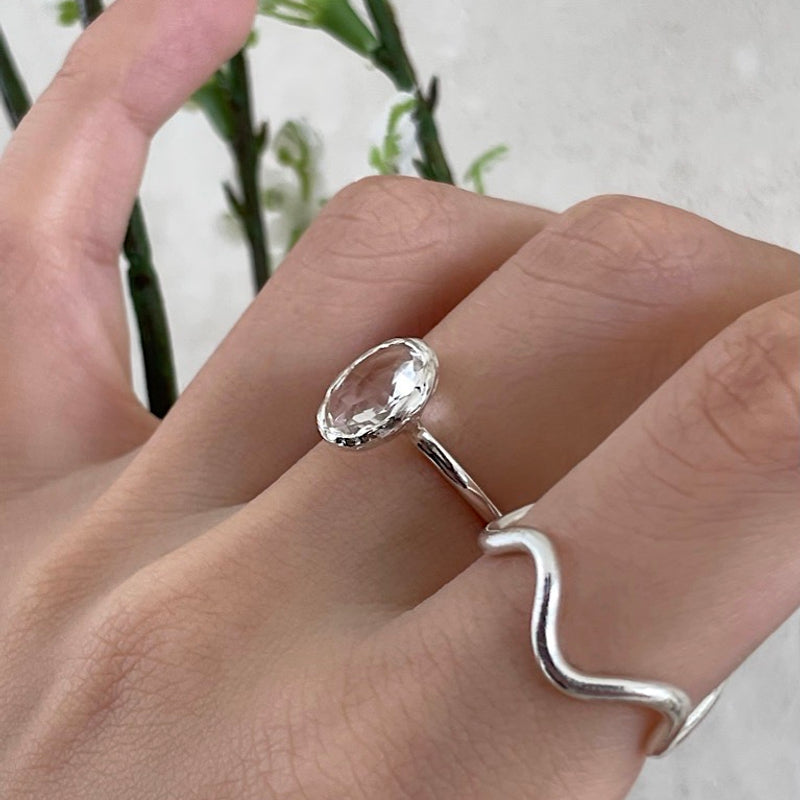 Clear quartz ring