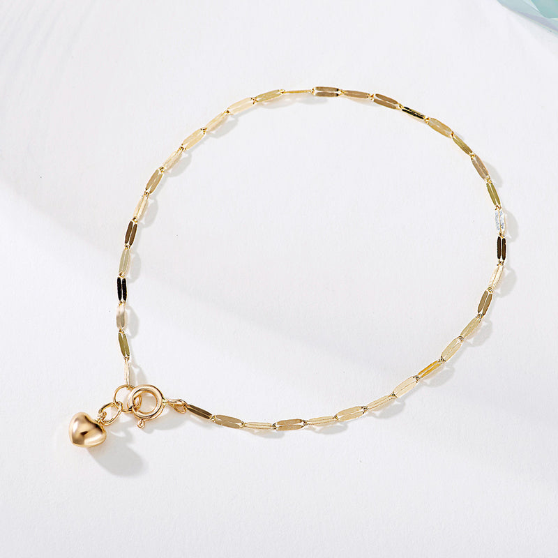 K14 K18 Heart Point Glitter Chain Bracelet