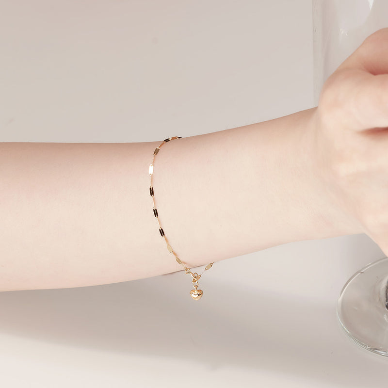 K14 K18 Heart Point Glitter Chain Bracelet