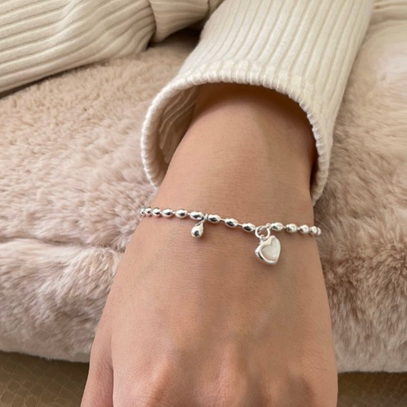 Heart mother of pearl silver bracelet (Sterling Silver)