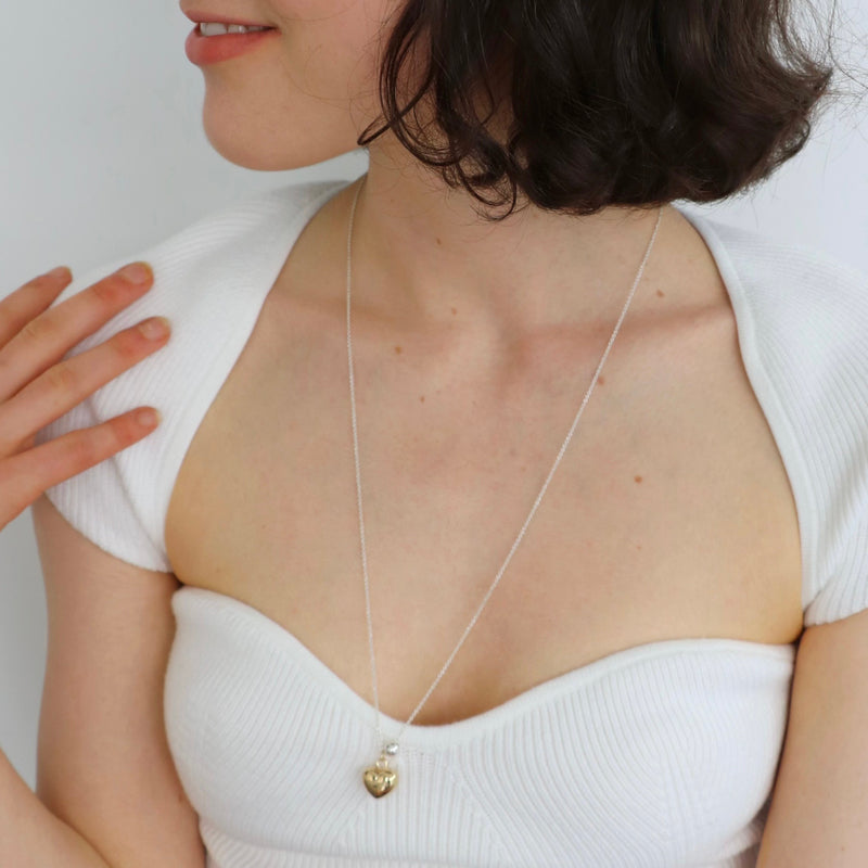 ハート ボール ロング ネックレス / Heart ball long necklace