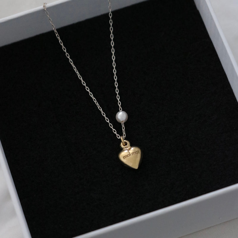 ハート パール ネックレス / Heart pearl necklace (2 colors)