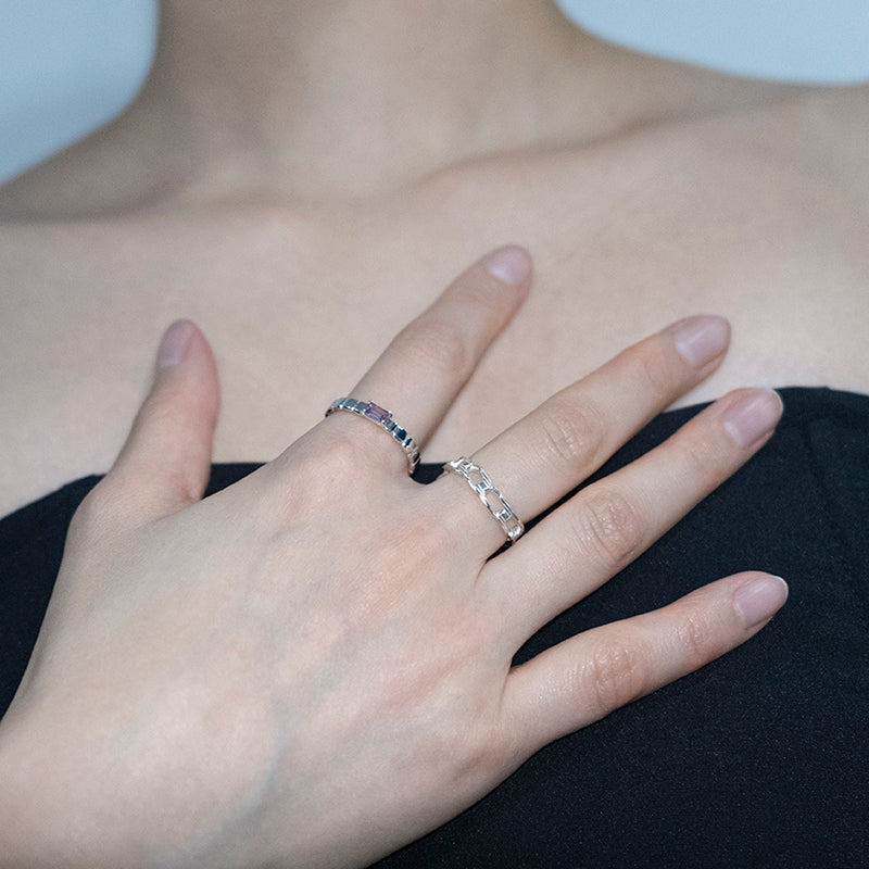 PRONG GLASS BRICK RING