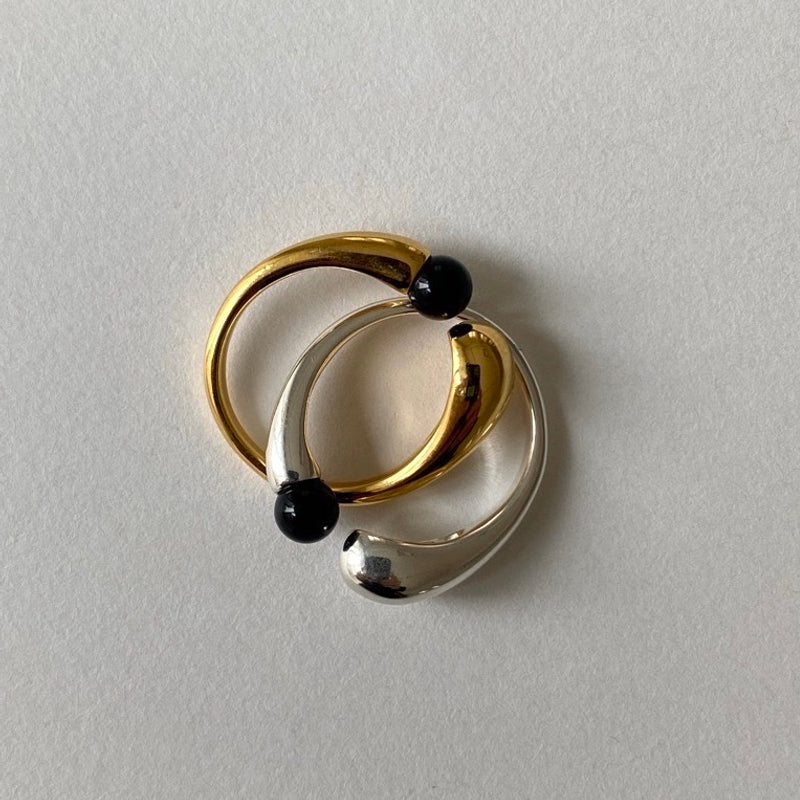Onyx ball ring Onyx silver ball ring