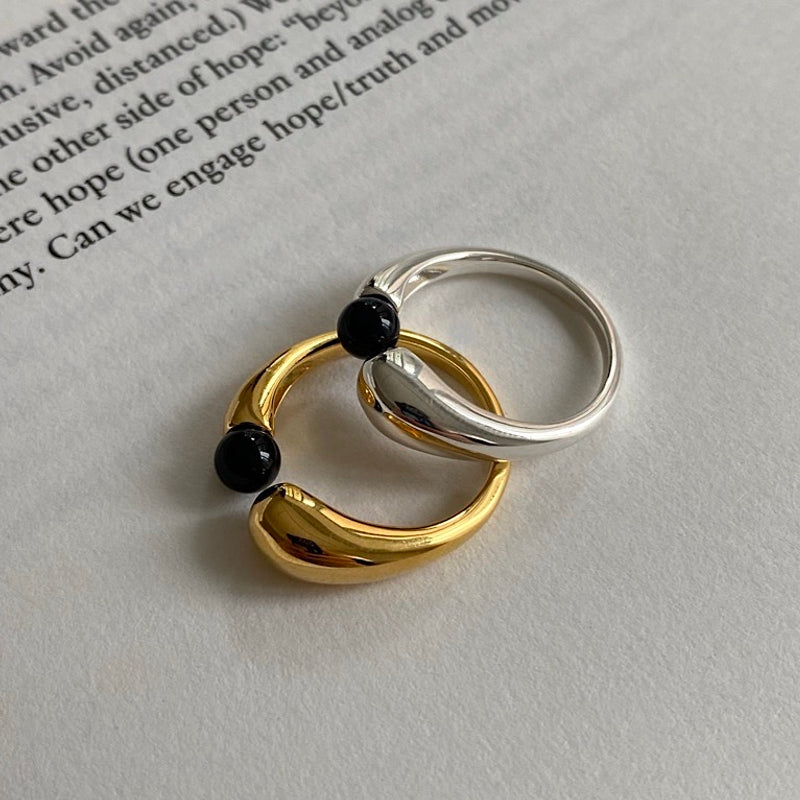 Onyx ball ring Onyx silver ball ring