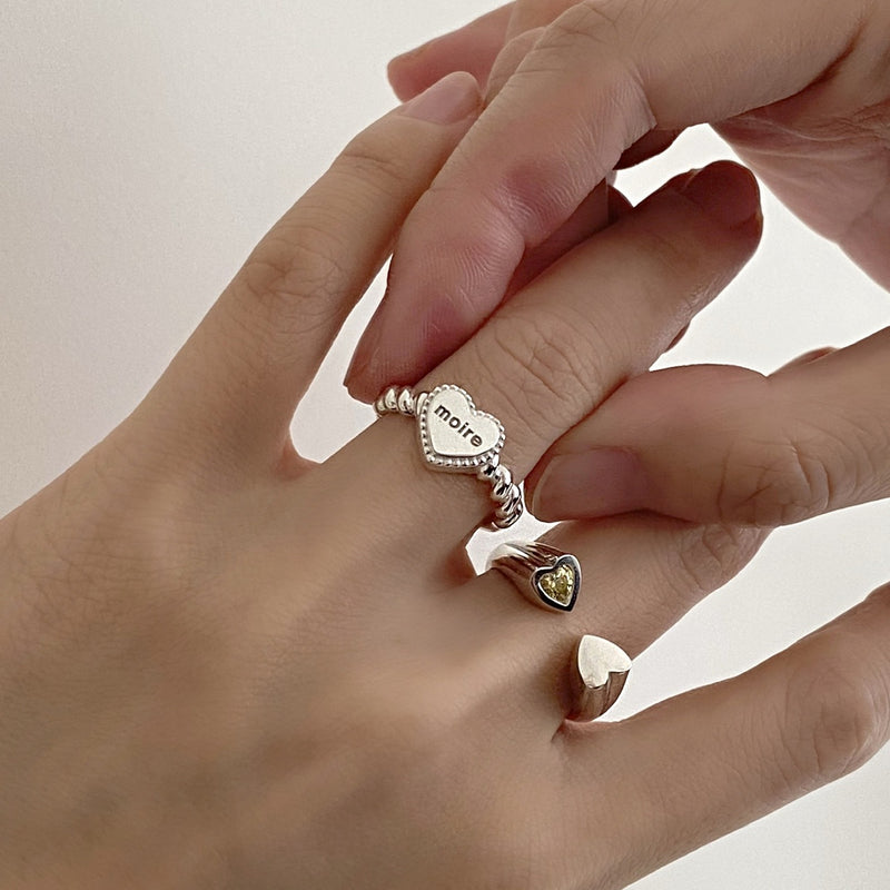 Bloom heart ring (engraved)