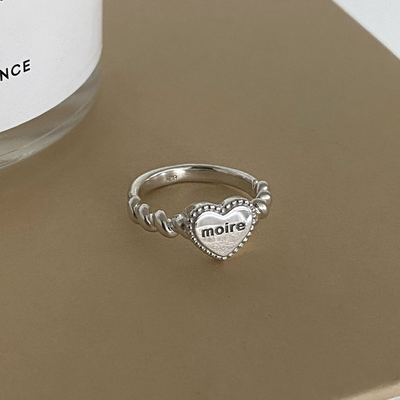 Bloom heart ring (engraved)