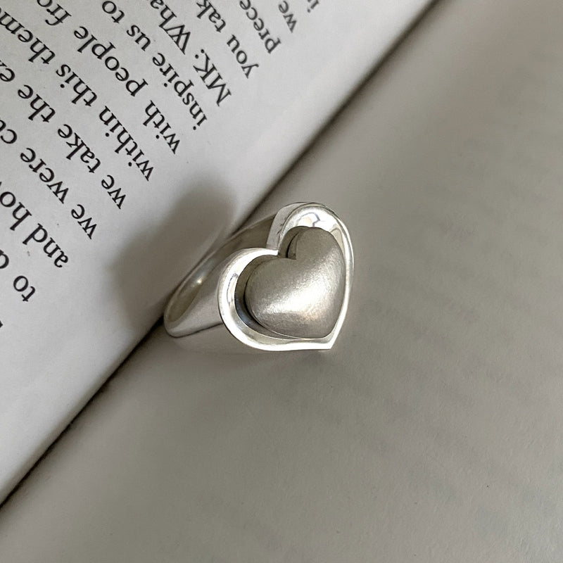 Vintage love ring Vintage heart matte ring