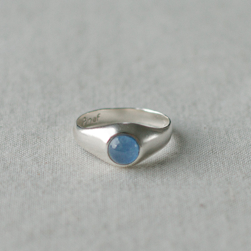 Sole ring _ sky blue gemstone (blue agate)