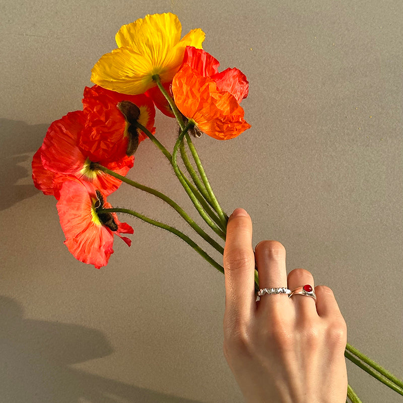 Sole ring _ red gemstone (cherry stone)