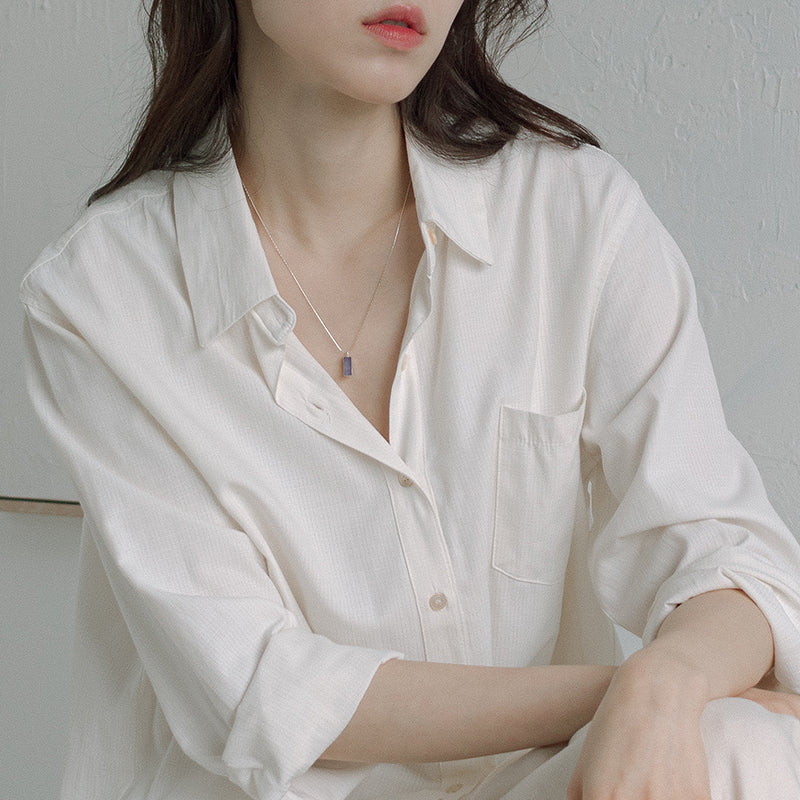 Rectangle necklace _ purple gemstone (lavender jade)