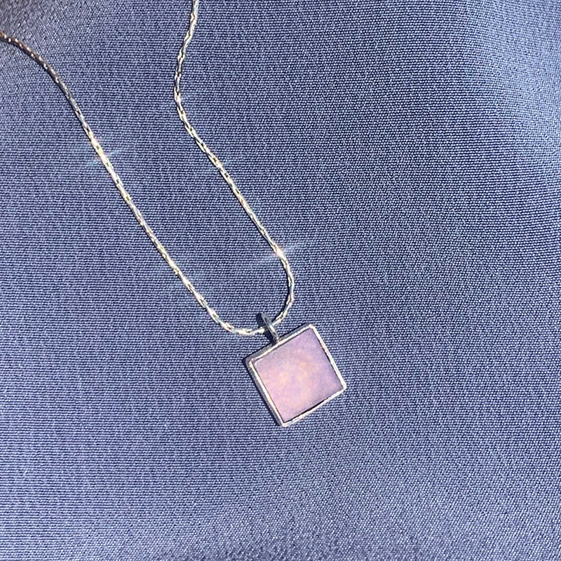 Square necklace _ purple gemstone (lavender jade)