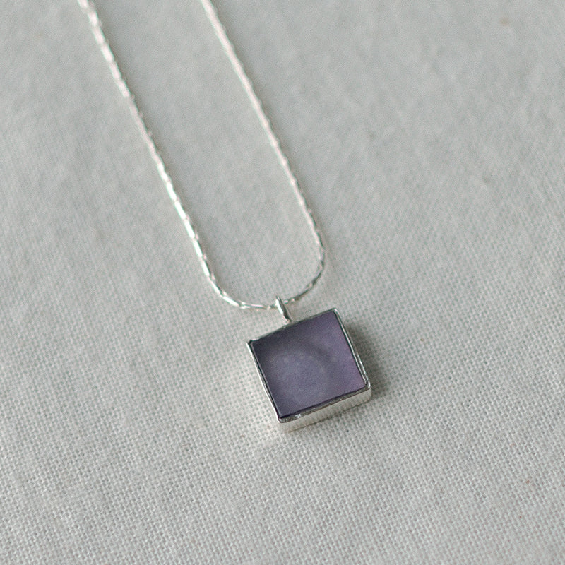 Square necklace _ purple gemstone (lavender jade)