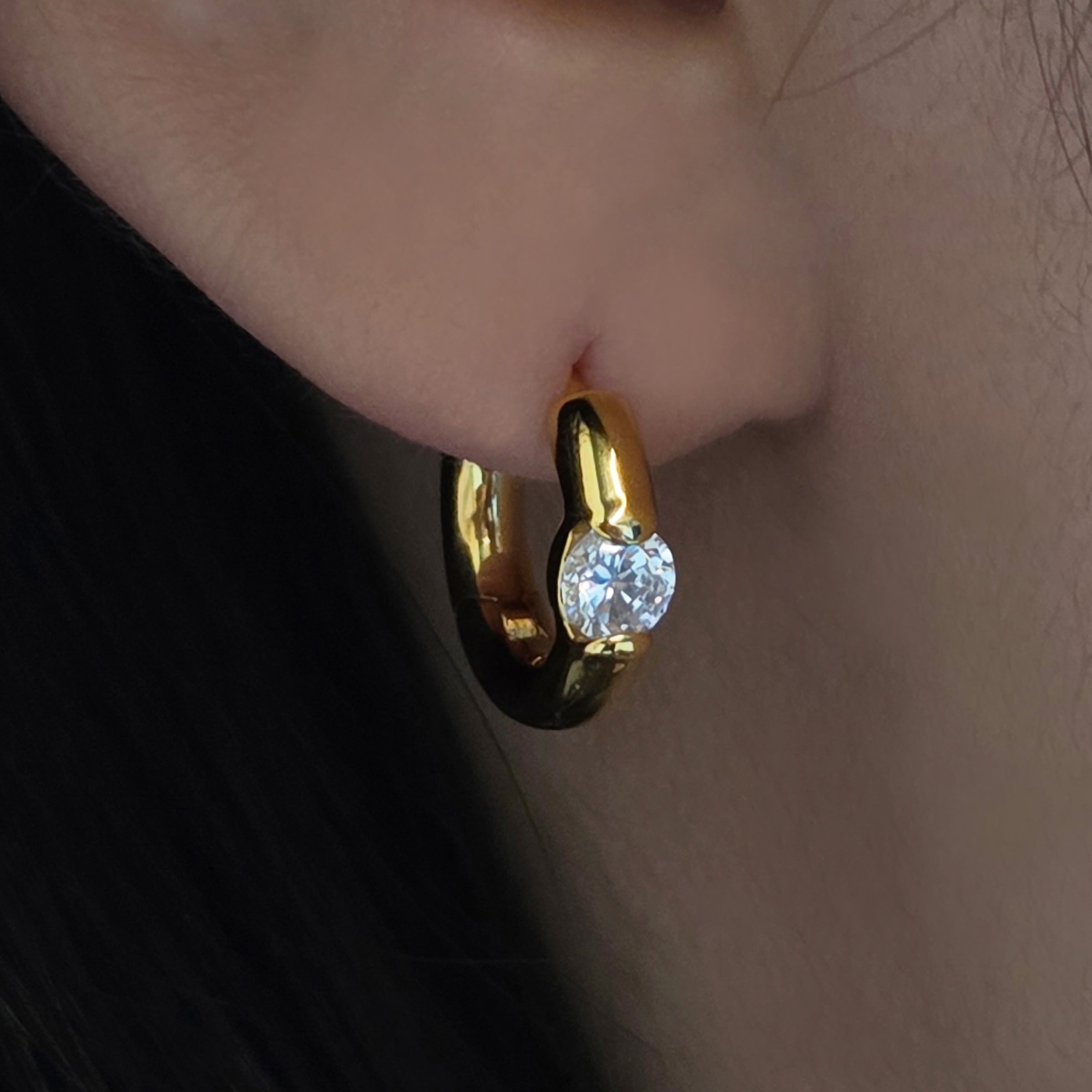 Silver Classic Stone Volume Piercings(Pair)