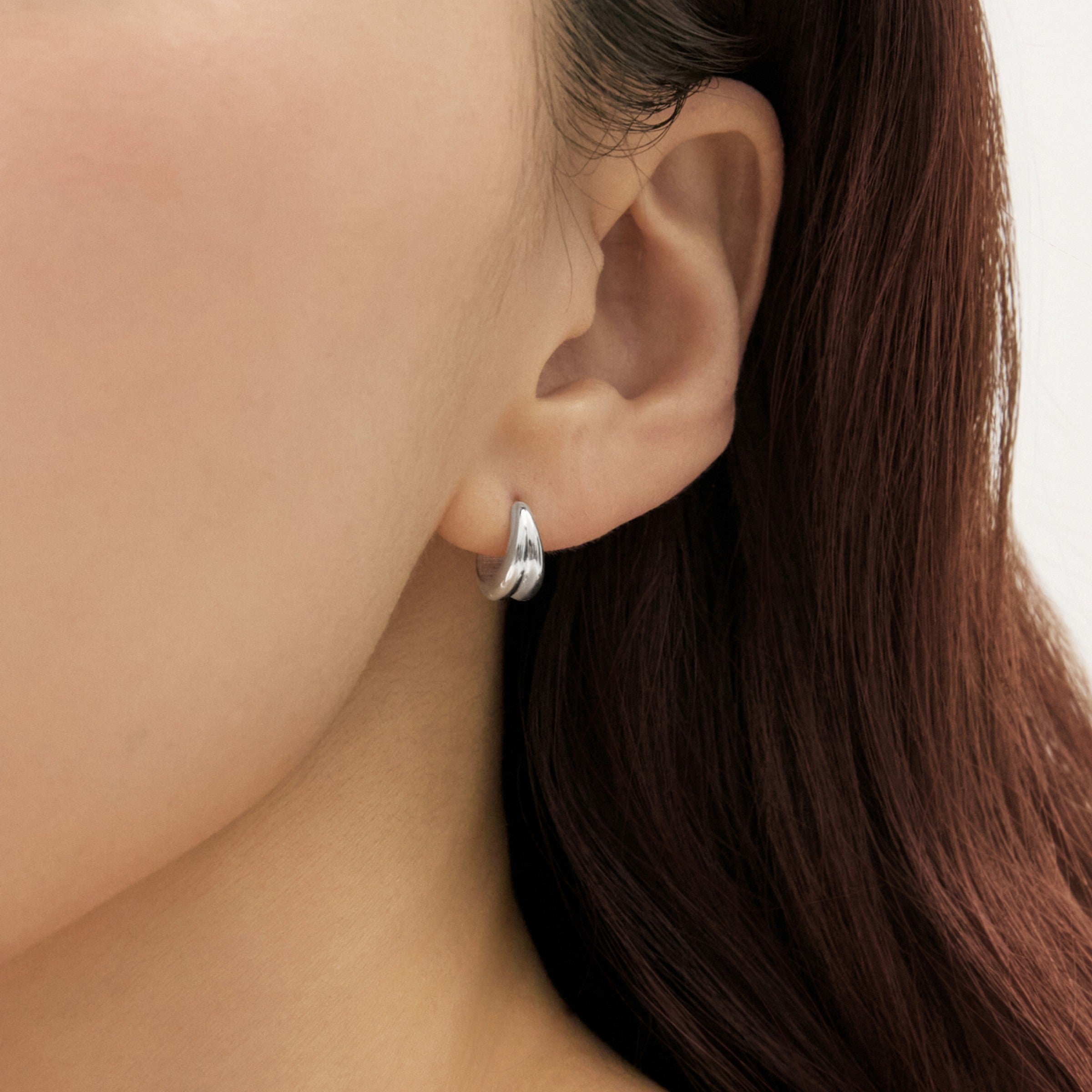 シルバーボールドフェアウィアモンズワンタッチイヤリング / SIilver Bold pair One-Touch Earrings