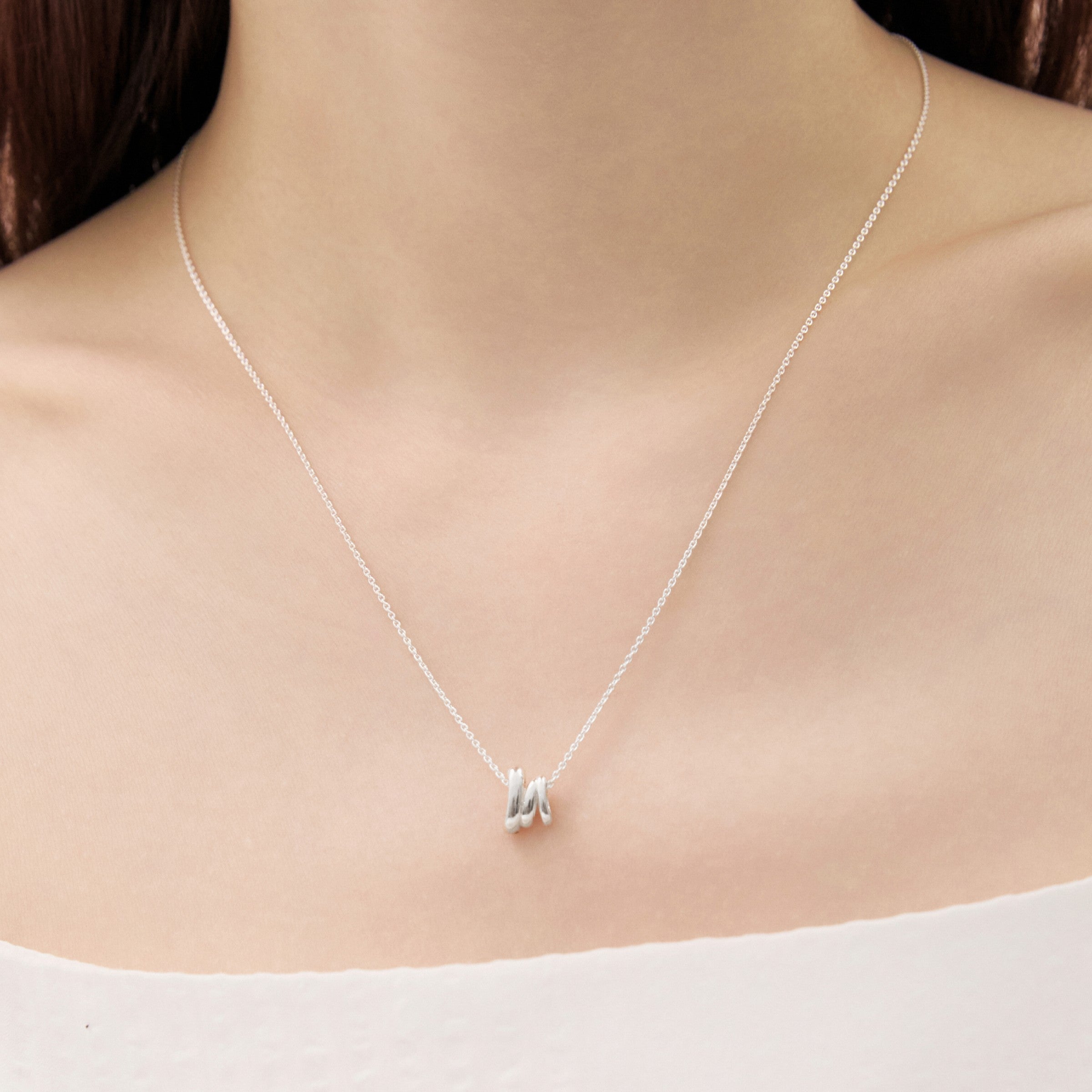 シルバーメルティングラインウィアモンズネックレス / Silver Melting line Necklace