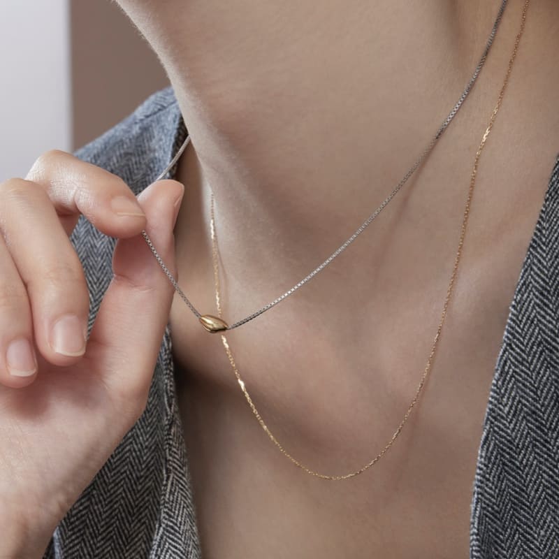 シルバー ラフ シェイプ 2ライン ネックレス / Silver Rough Shape Two-Line Necklace