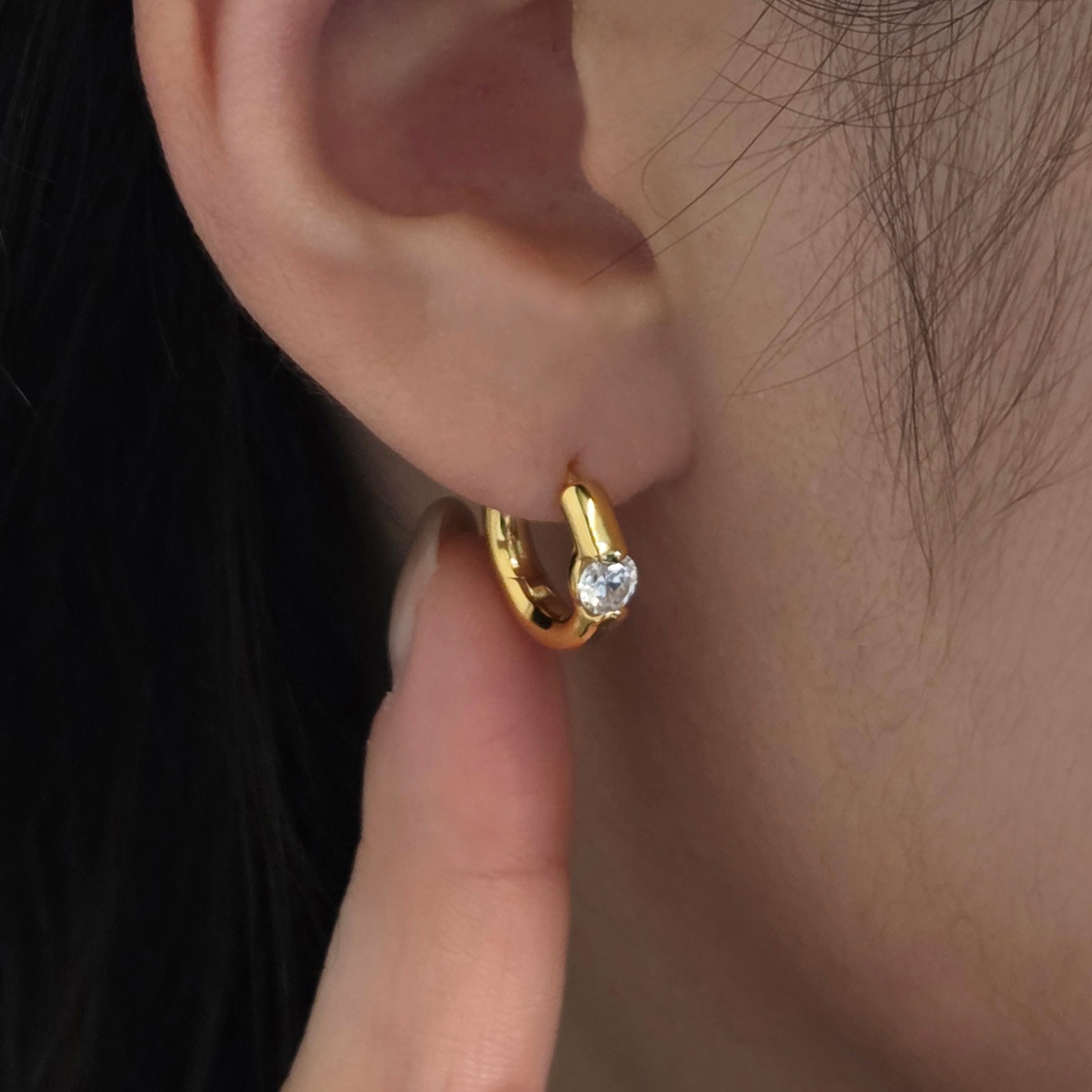 Silver Classic Stone Volume Piercings(Pair)