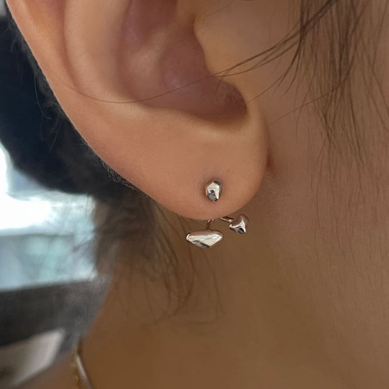 シルバー ラフ シェイプ 2Way ネックレス / Silver Rough Shape Two-Way Earrings