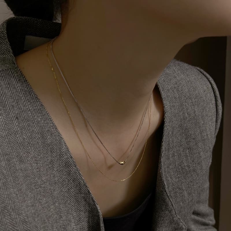 シルバー ラフ シェイプ 2ライン ネックレス / Silver Rough Shape Two-Line Necklace
