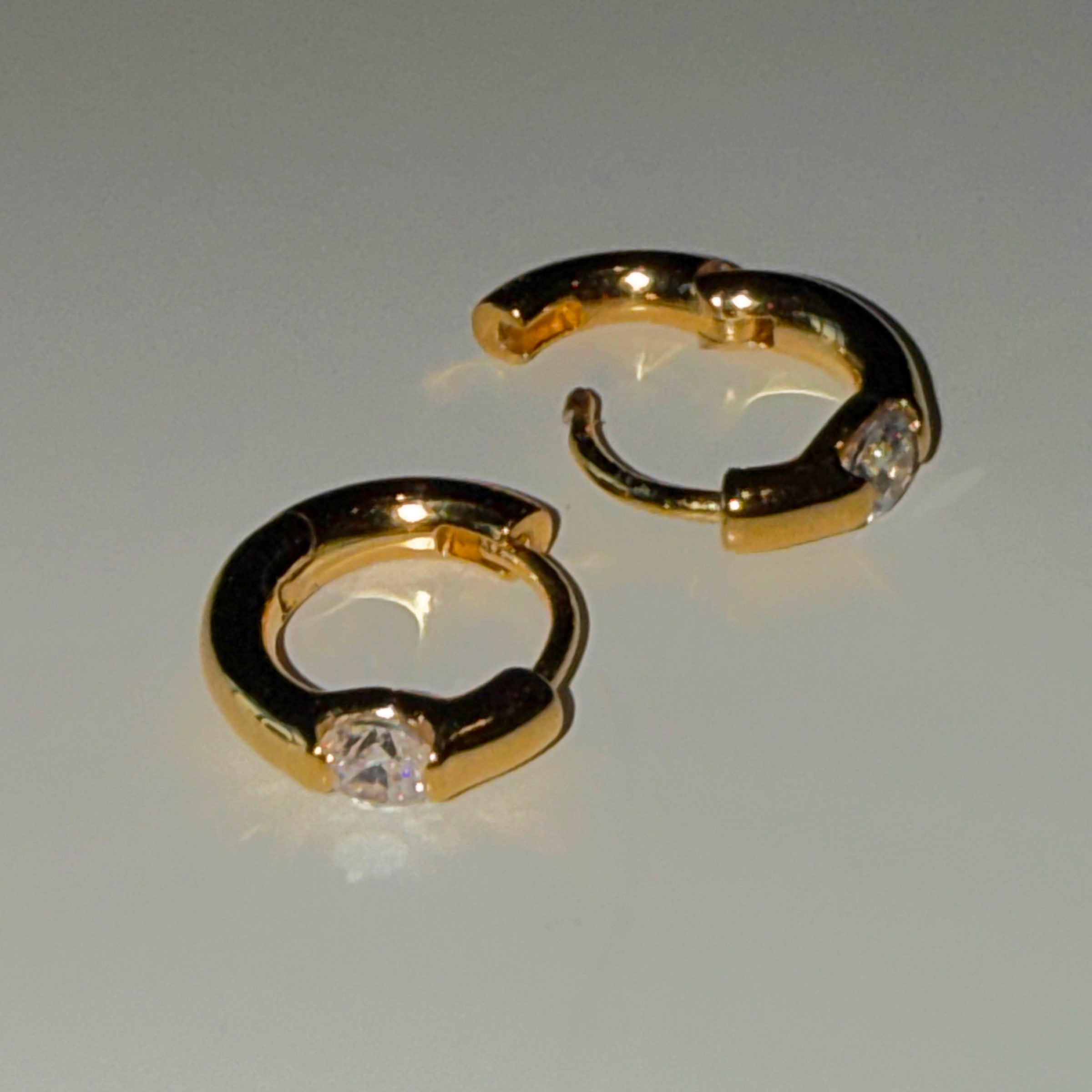 Silver Classic Stone Volume Piercings(Pair)