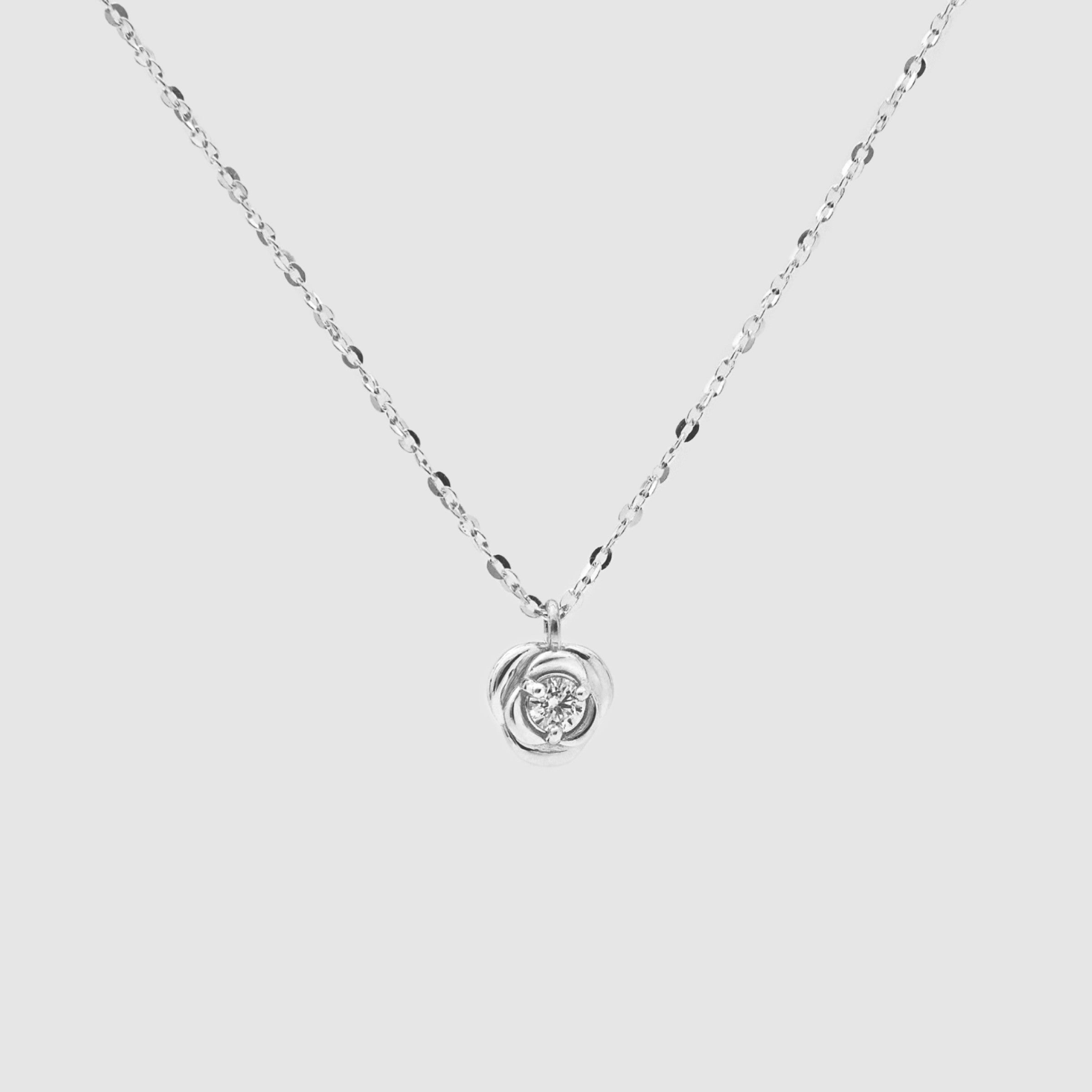 シルバーローズストーンウィアモンズネックレス / Silver Rose Stone Necklace