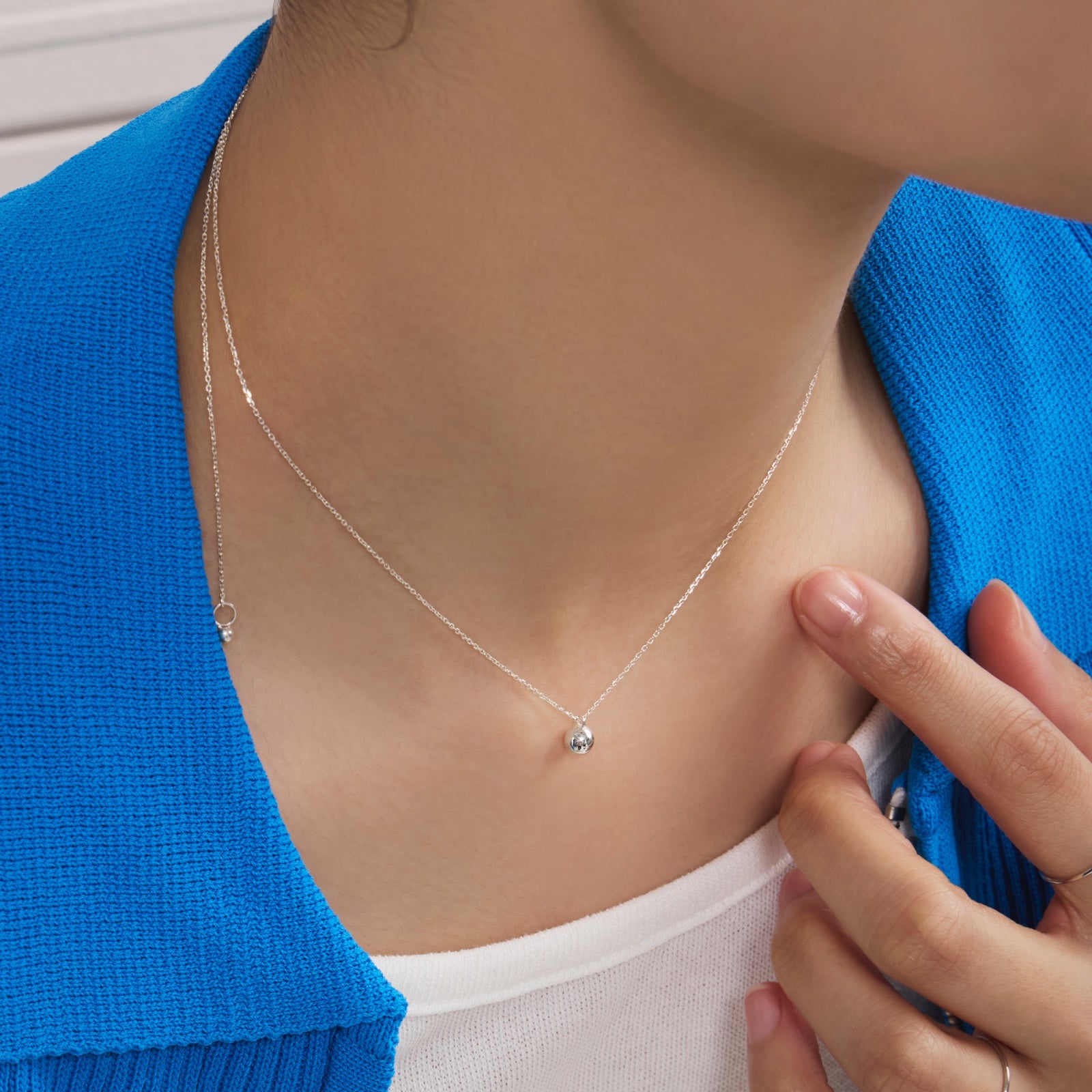 シルバー ベーシック ボール ペンダント ネックレス / Silver Basic Ball Pendant Necklace