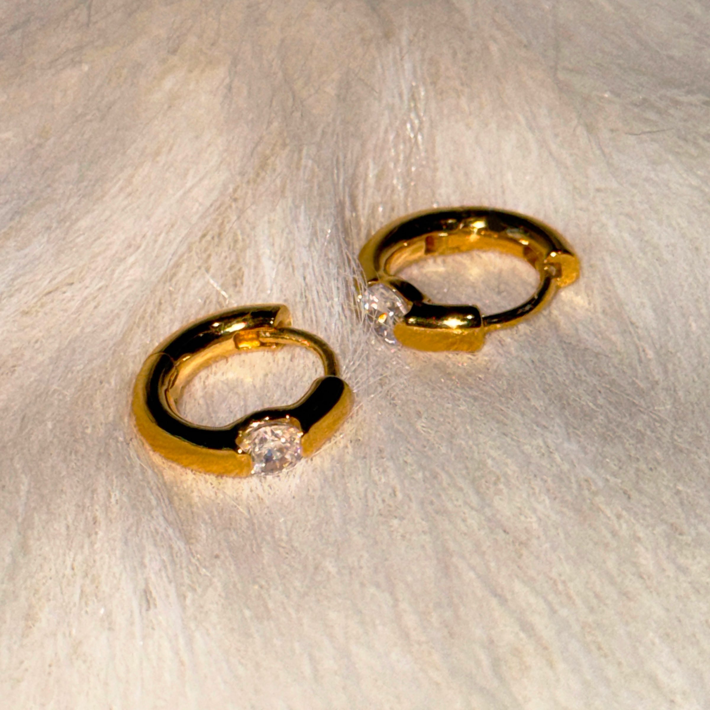 Silver Classic Stone Volume Piercings(Pair)