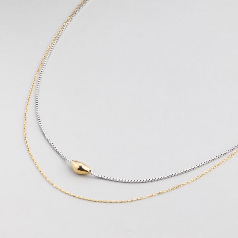 シルバー ラフ シェイプ 2ライン ネックレス / Silver Rough Shape Two-Line Necklace