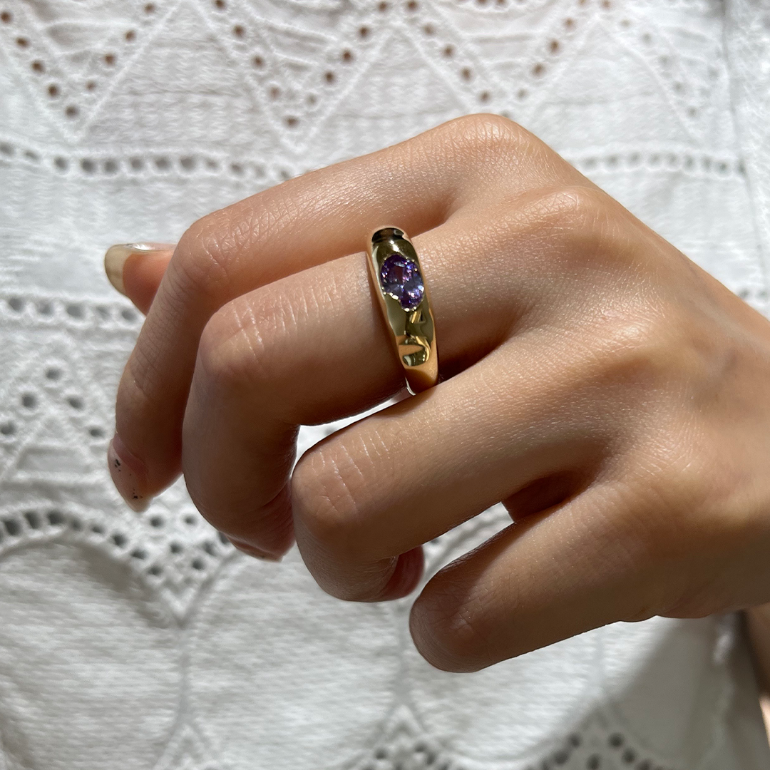 K14 ナチュラル グレース ボリューム リング:ラベンダー / 14K Natural Grace Volume Ring - Lavender