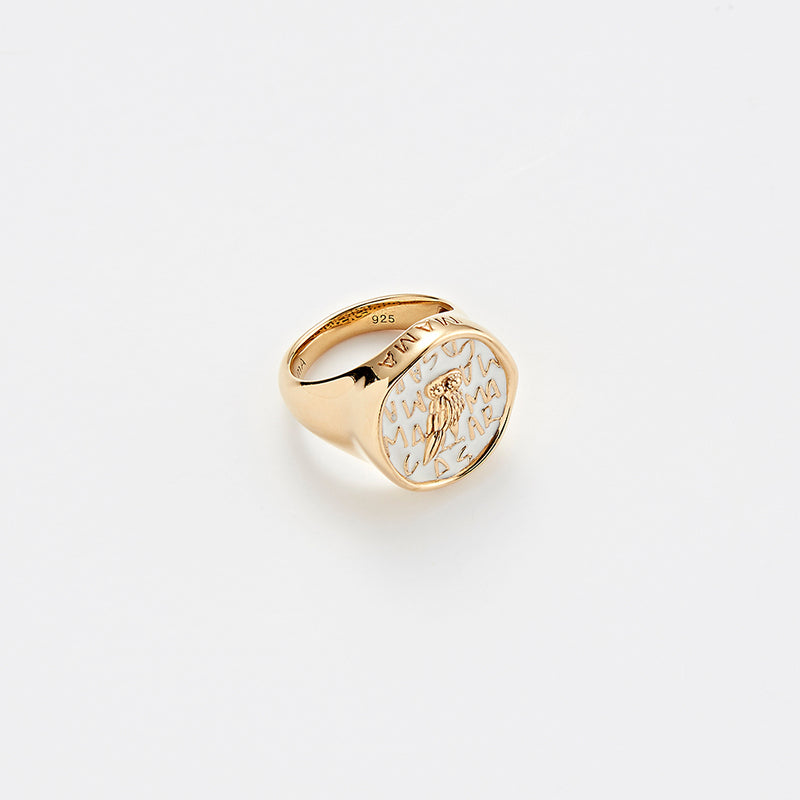 RE-CO'DE No.5 ホワイト ラージ コイン シルバー リング / RE-CO'DE NO.5 WHITE LARGE COIN SILVER RING