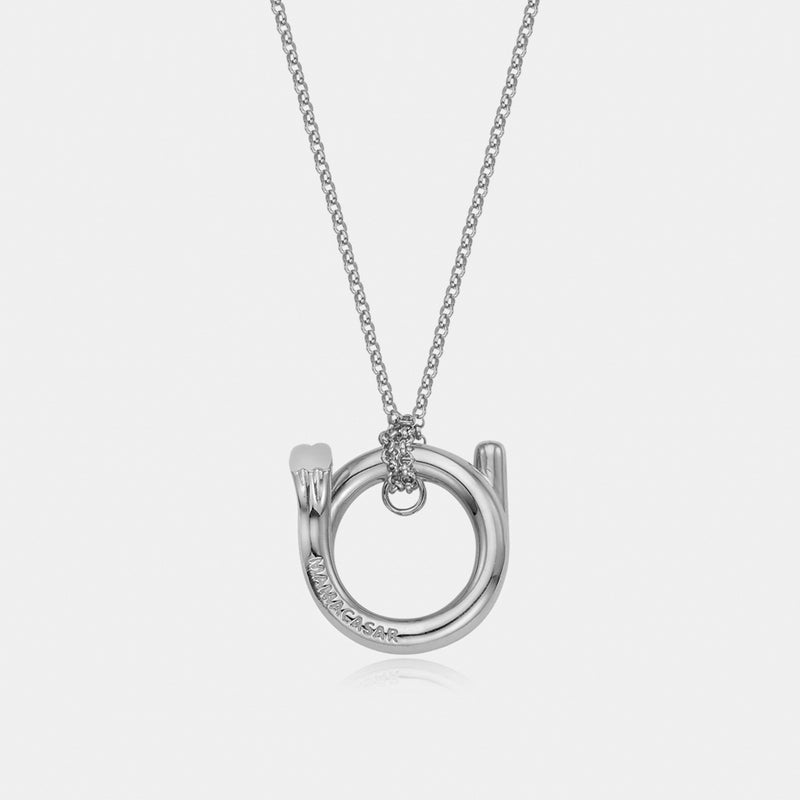 Shape6 スプリット MU シルバー ネックレス :ホワイト / SHAPE6 SPLIT MU SILVER NECKLACE - WHITE