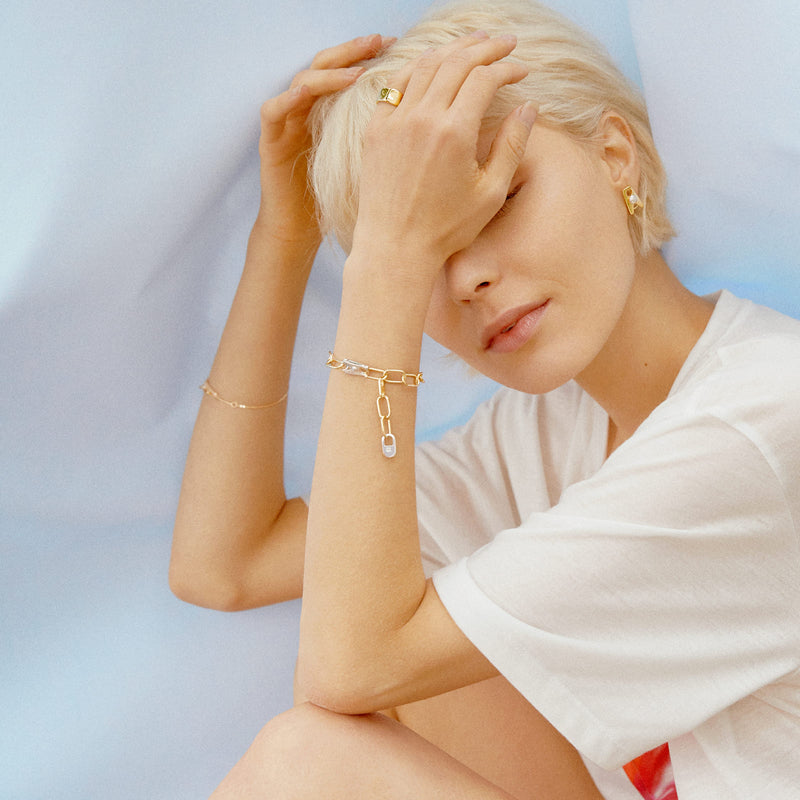 TONGS ユニセックス ミディアム ブレスレット:イエロー コンビ / TONGS UNISEX MEDIUM BRACELET - YELLOW COMBI