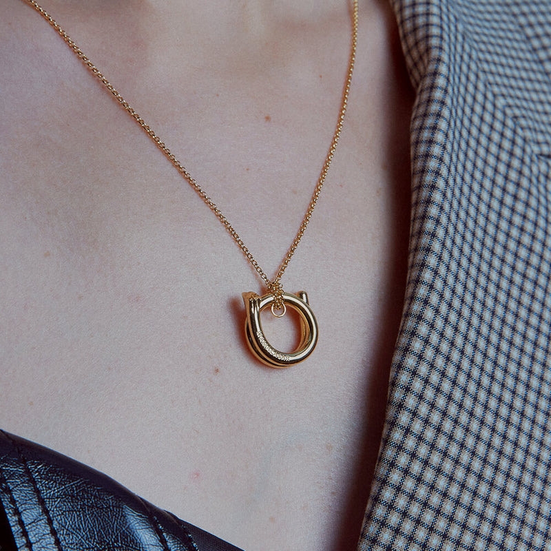 Shape6 スプリット MU シルバー ネックレス:イエロー / SHAPE6 SPLIT MU SILVER NECKLACE - YELLOW