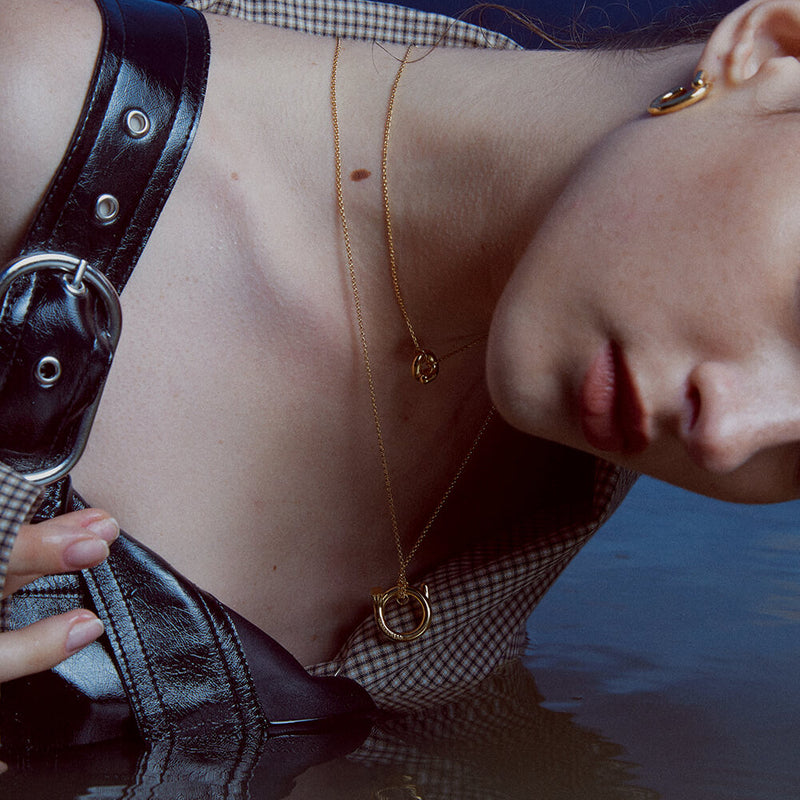Shape6 スプリット MU シルバー ネックレス:イエロー / SHAPE6 SPLIT MU SILVER NECKLACE - YELLOW