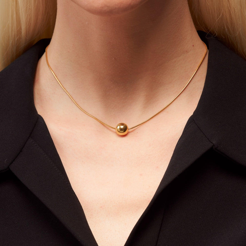 ボール スネーク ネックレス (ゴールド ボール) / Ball Snake Necklace (Glossy Gold Ball)