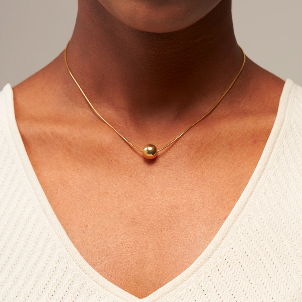 ボール スネーク ネックレス (ゴールド ボール) / Ball Snake Necklace (Glossy Gold Ball)
