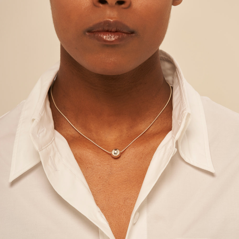 ボール スネーク ネックレス シルバー (シルバー ボール) / Ball Snake Necklace (Glossy Silver Ball)
