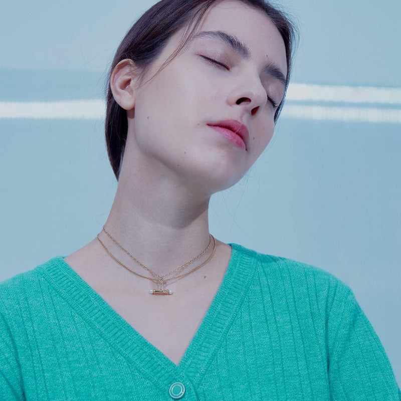 AVIROD ダブルネス クロスバー パール ネックレス / AVIROD DOUBLENESS CROSSBAR PEARL NECKLACE